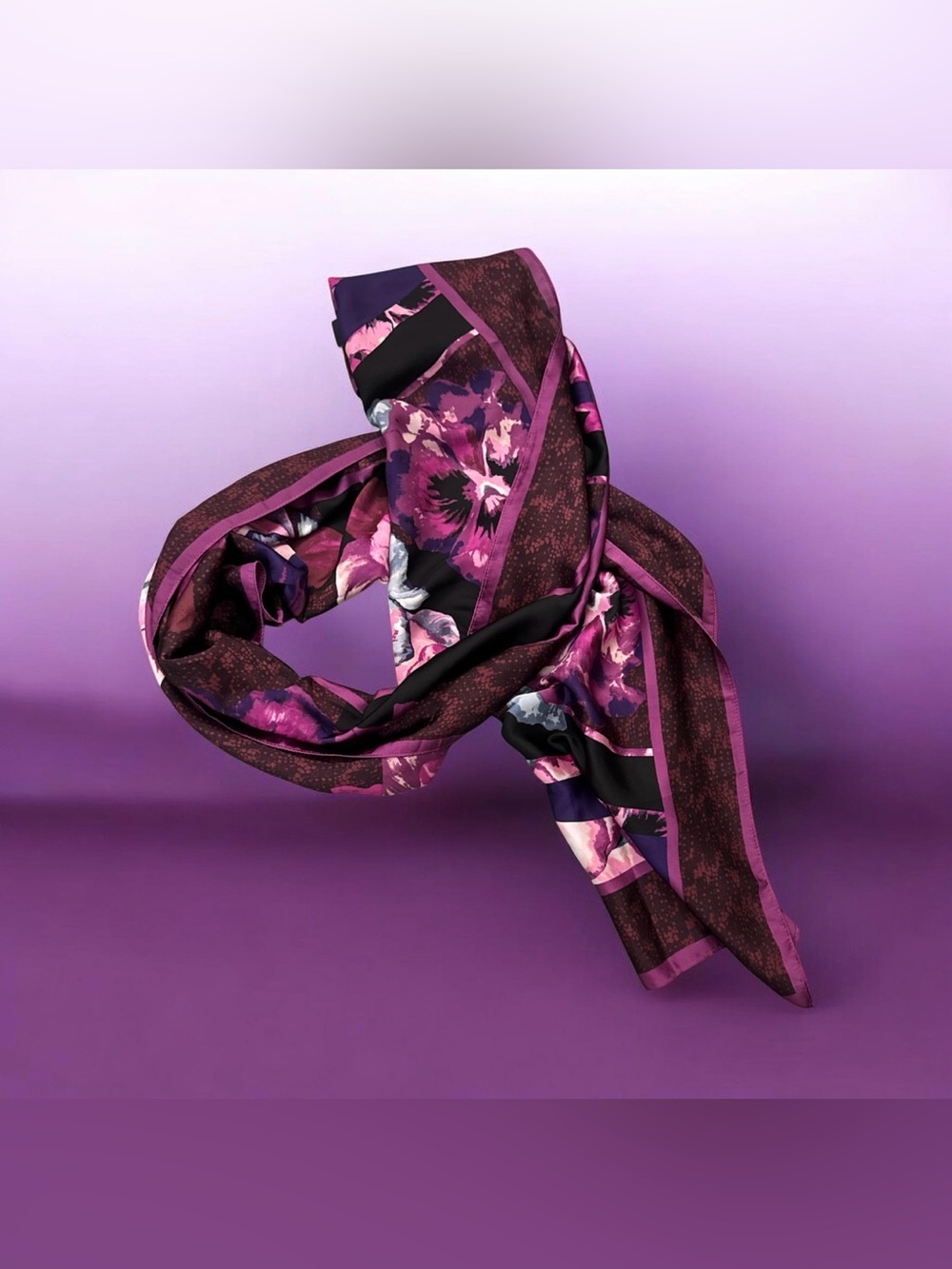 White House Black Market Purple Floral Scarf